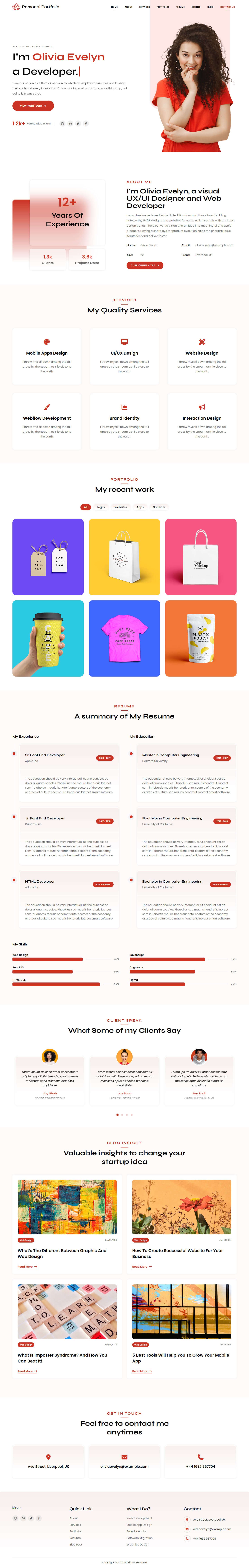 Personal portfolio HTML template