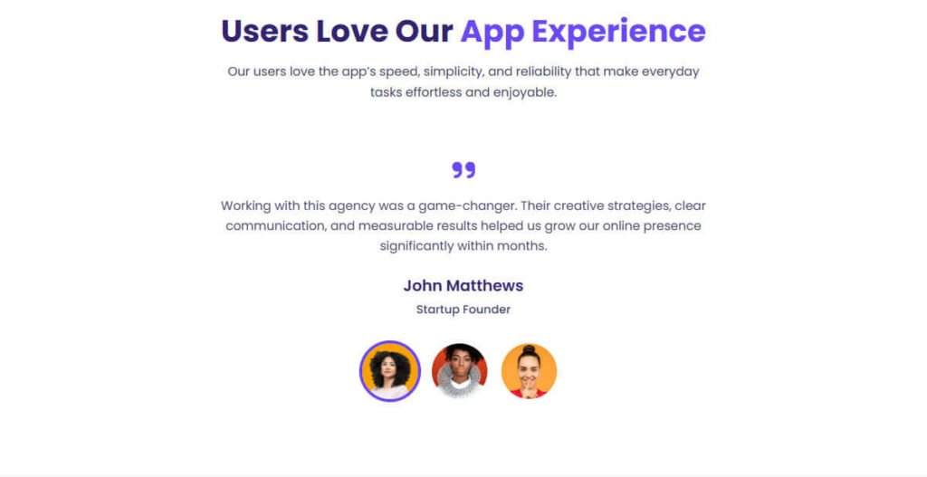 Mobile App Landing Page - testmonail image