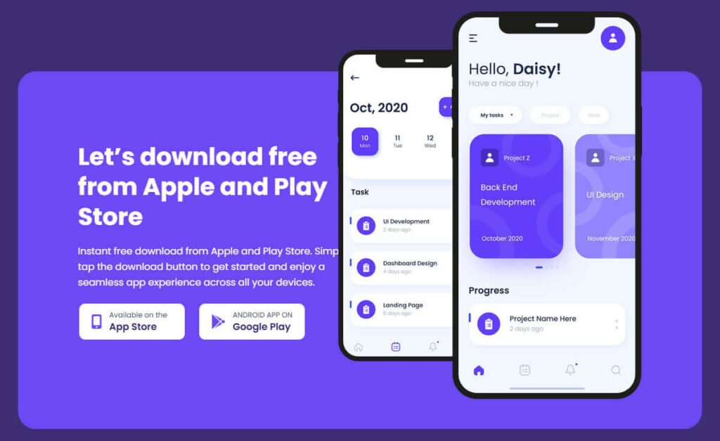 Mobile App Landing Page - download app image