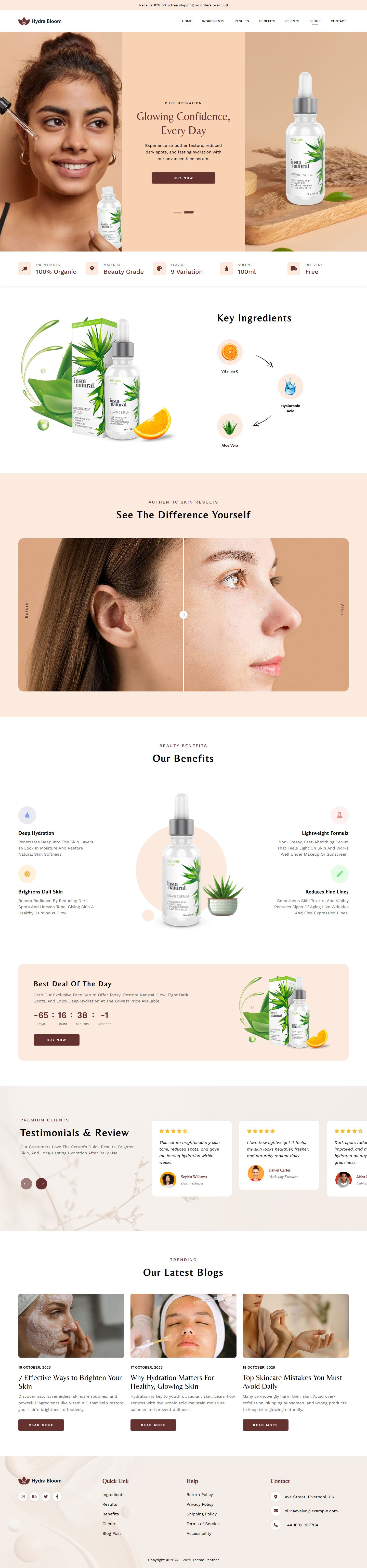 Serum ecommerce single product HTML template