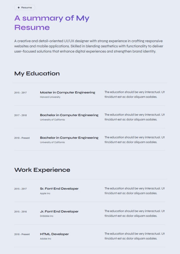 Free HTML Portfolio Template